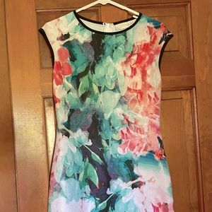 Bisou Bisou Form-Fitting Watercolor Floral Dress Short
